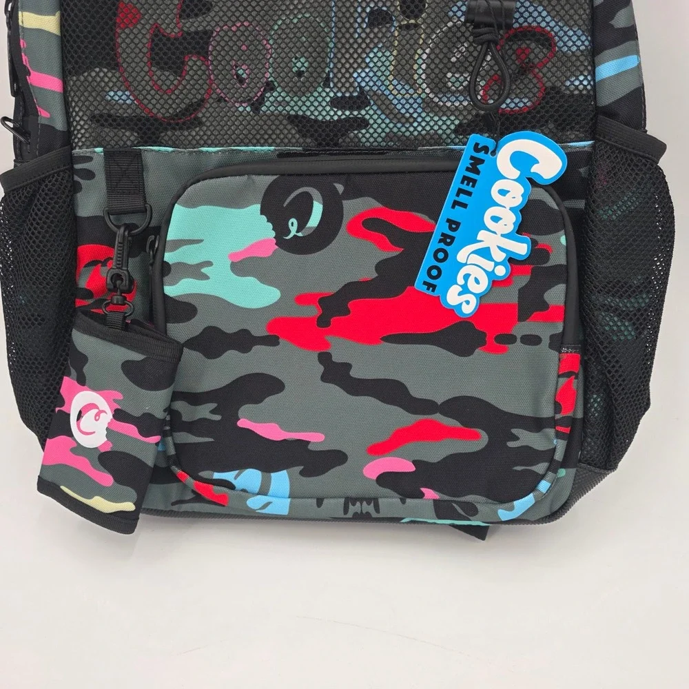 COOKIES ESCOBAR SMELL PROOF BACKPACK CAMO GREEN BAG ODOR PROOF MUTLI POCKET NEW!